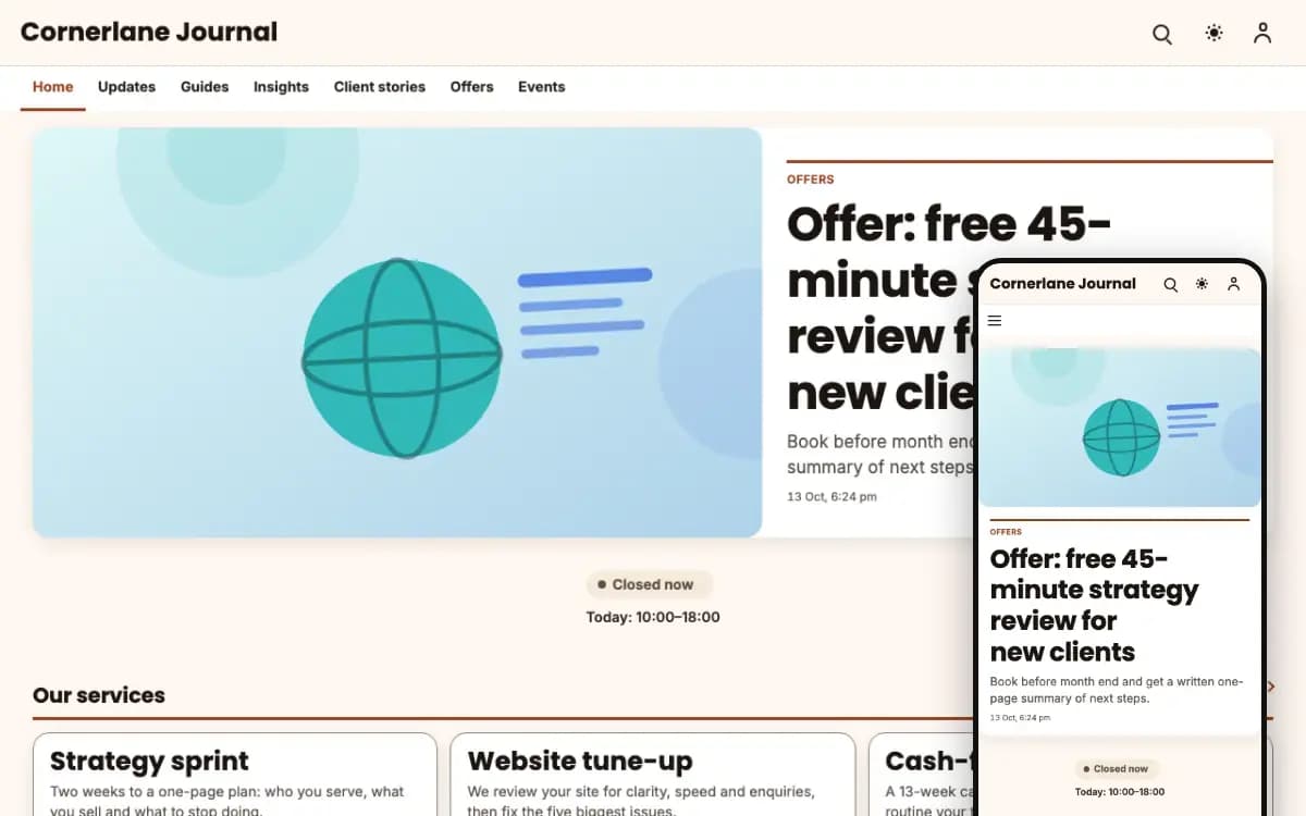 Cornerlane design preview