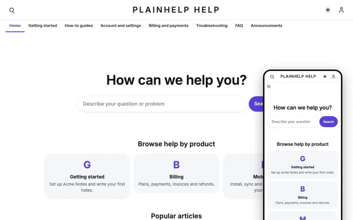 Plainhelp design preview
